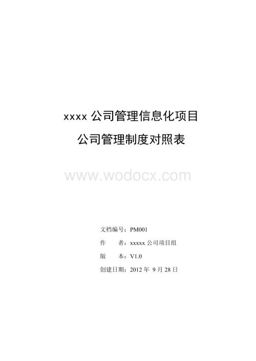 建筑施工企业制度对照规划表.doc