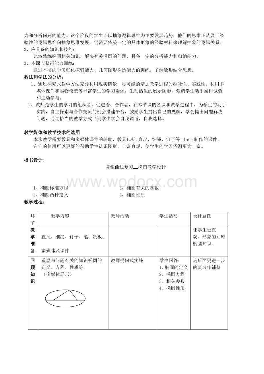 圆锥曲线复习椭圆教学设计.doc_第2页