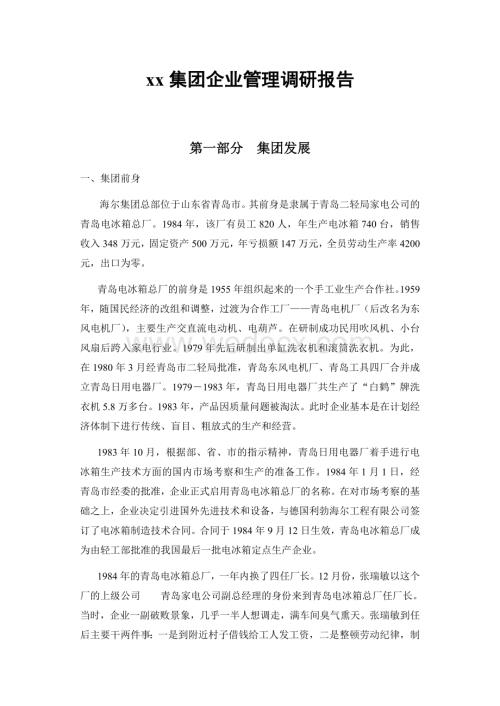 某某集团企业管理调研报告.doc