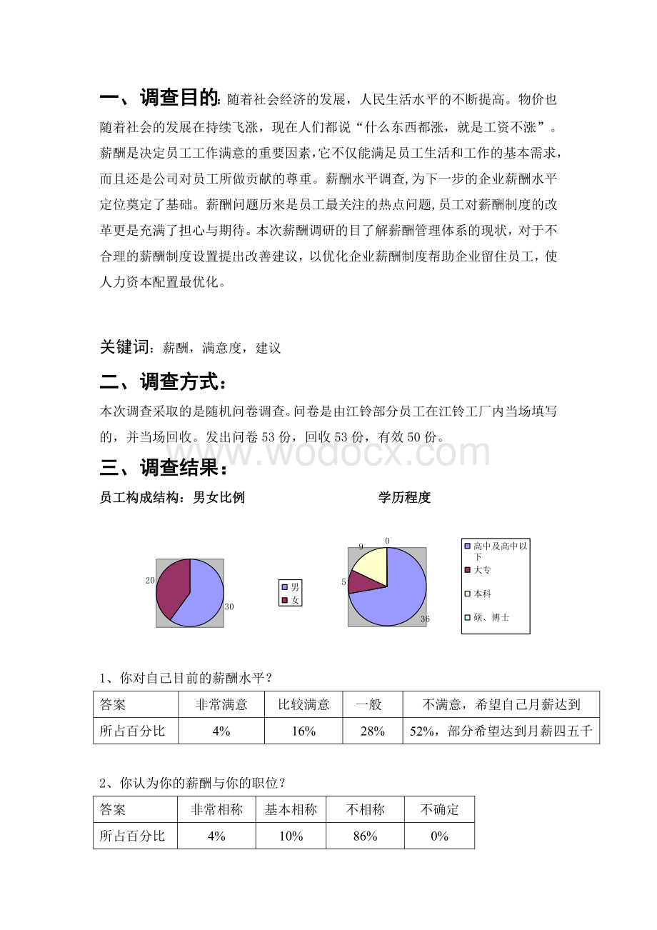 薪酬制度调查问卷分析报告.doc_第2页