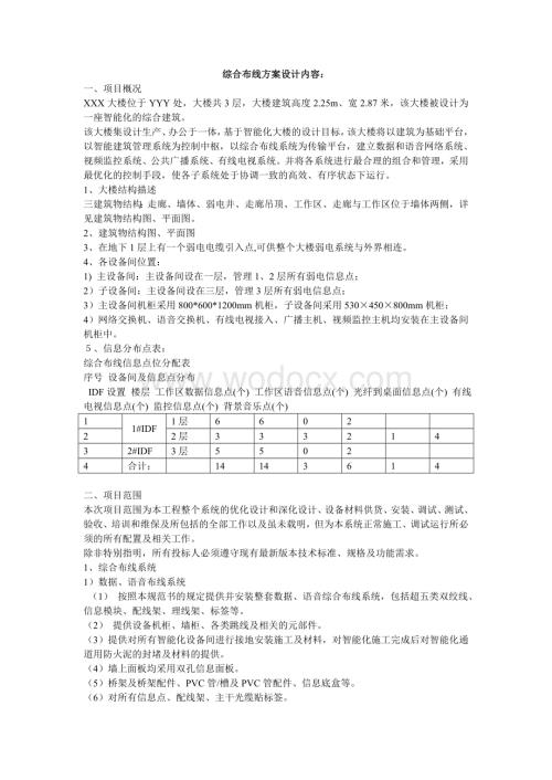 综合布线弱电系统方案设计.doc