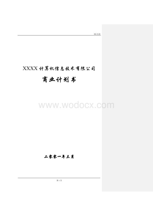 某某计算机信息企业的商业计划书.doc