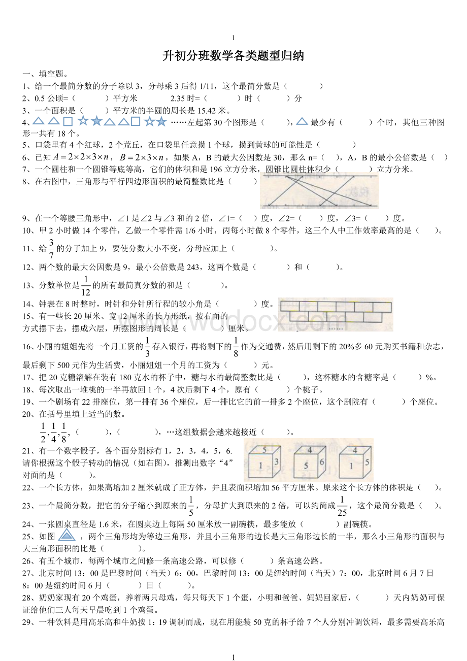 小升初数学分班考试重点难点专项复习(亲自整合).doc_第1页