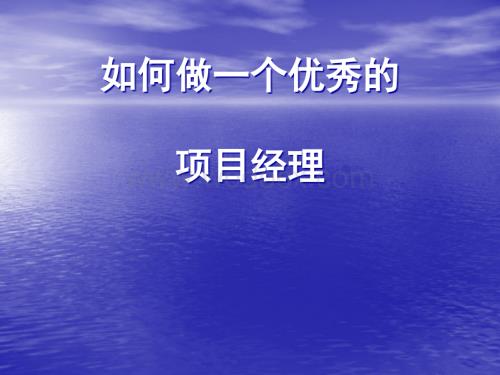 如何做一个优秀的项目经理.ppt