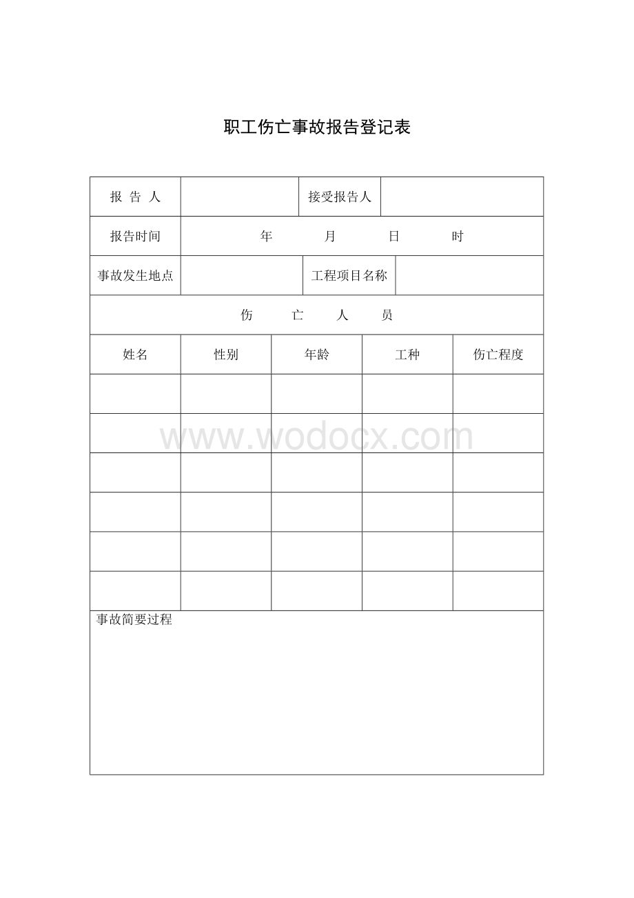 职工伤亡事故报告登记表.doc_第1页