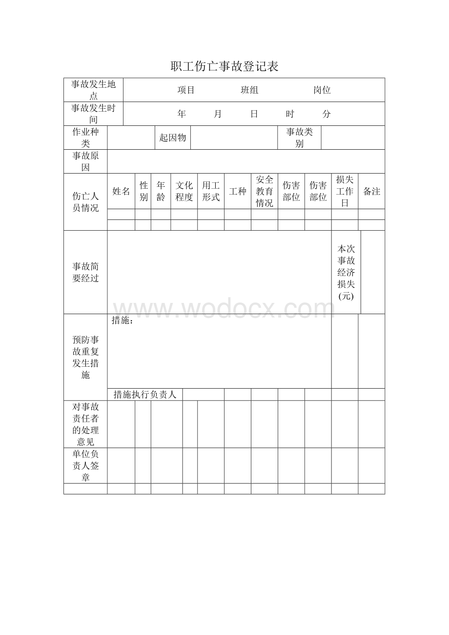 职工伤亡事故报告登记表.doc_第2页