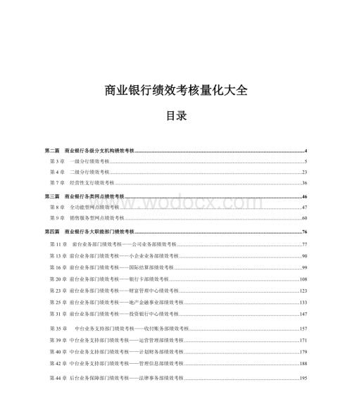 商业银行绩效考核量化大全.DOC