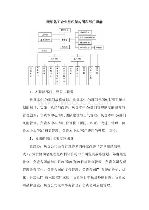 精细化工企业组织架构图和部门职能.doc