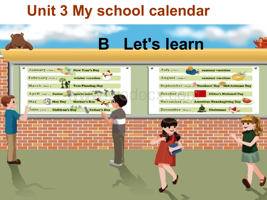 新PEP小学英语五下My-school-calendarBLet's-learn-ppt.ppt_第1页