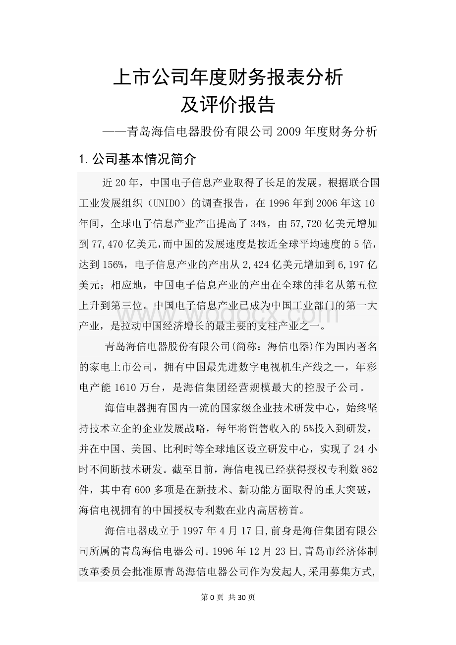 上市公司年度财务报表分析.doc_第1页