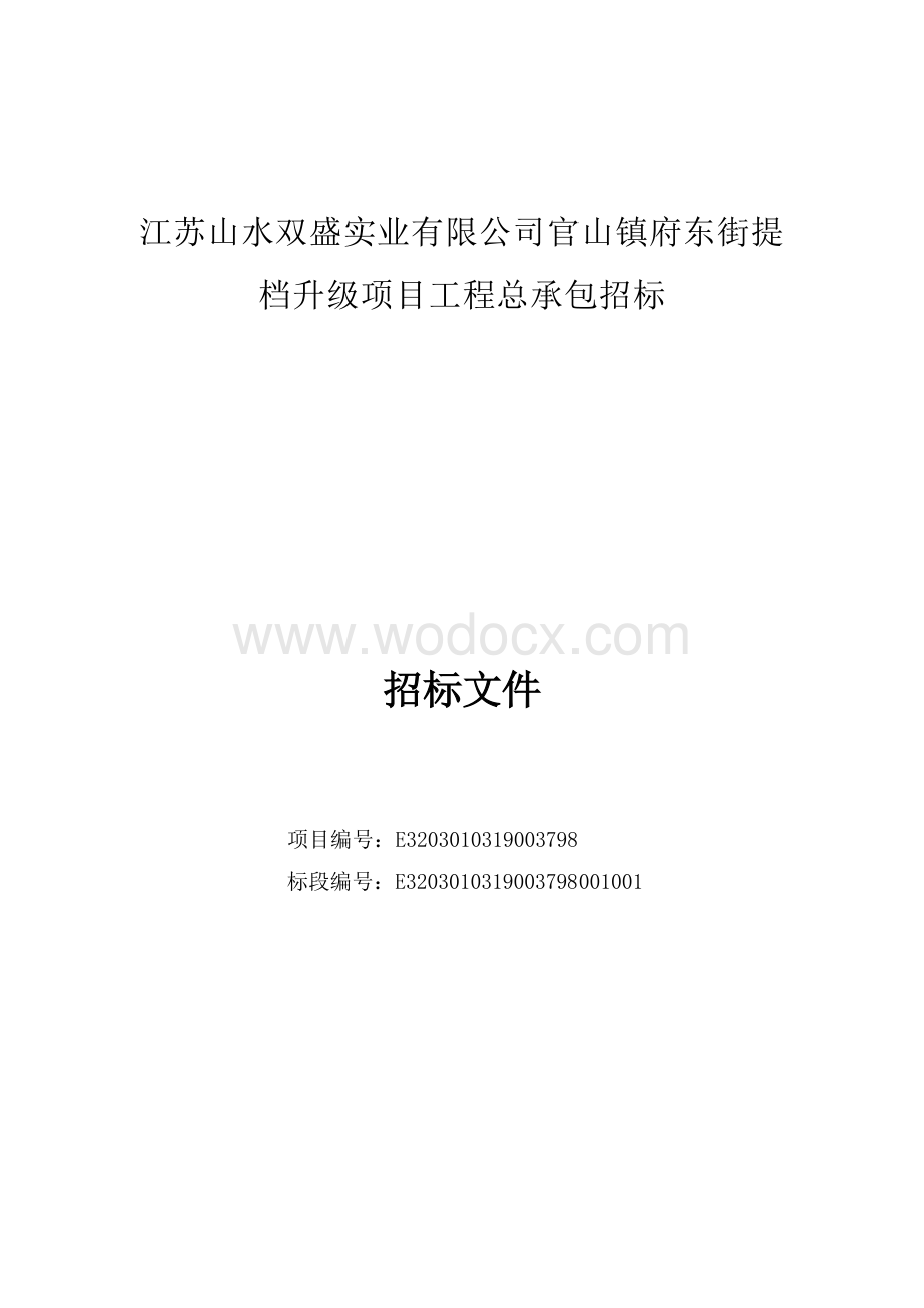 府东街提档升级项目工程总承包招标文件.docx_第1页