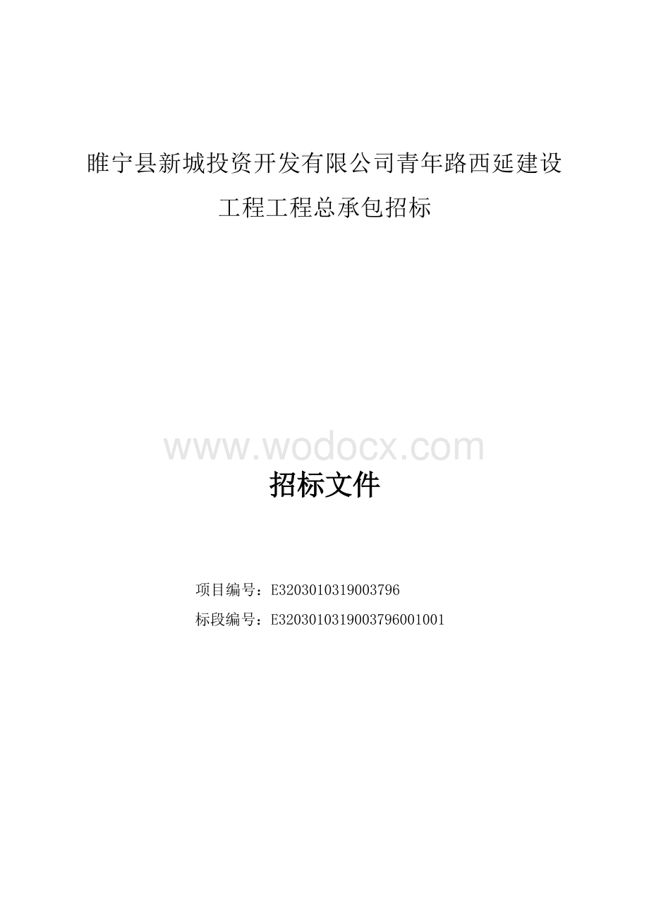 青年路西延建设工程工程总承包招标文件.docx_第1页